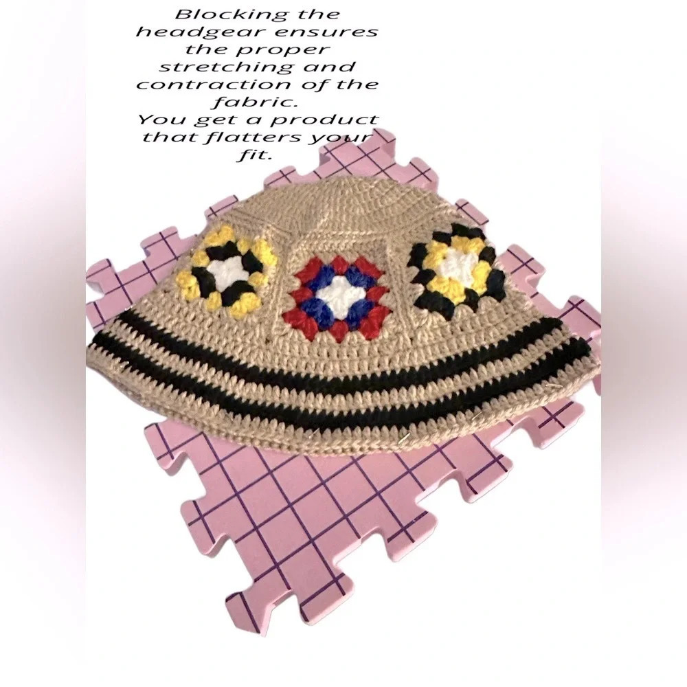New Hand Crochet Unisex Granny Squares Bucket Hat - Picture 9 of 12